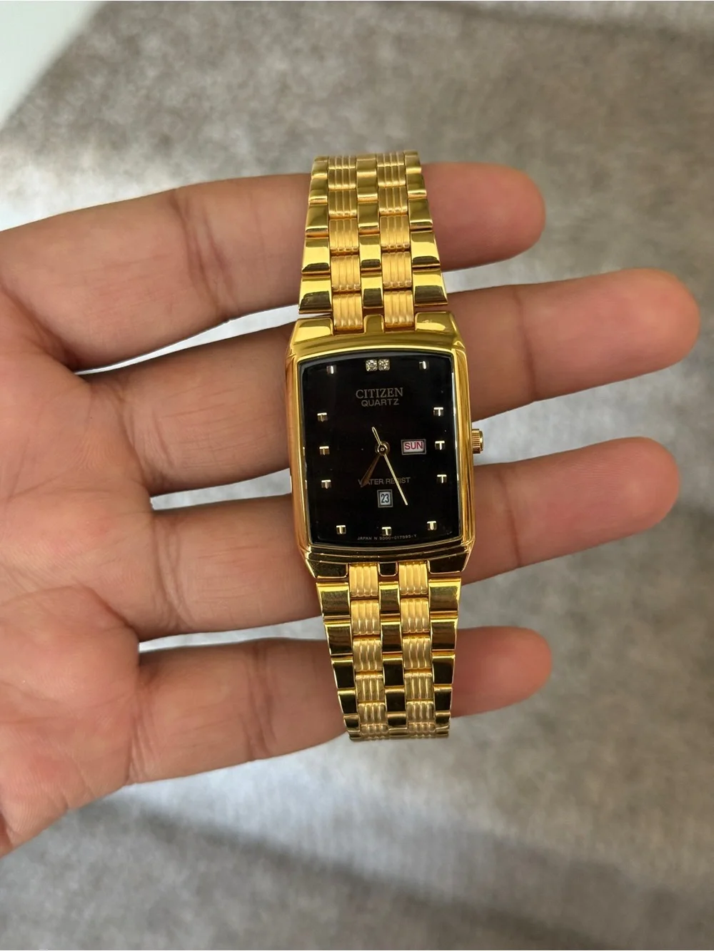 Citizen Gold Classic Tone Watch with Black Dial Mens Watch